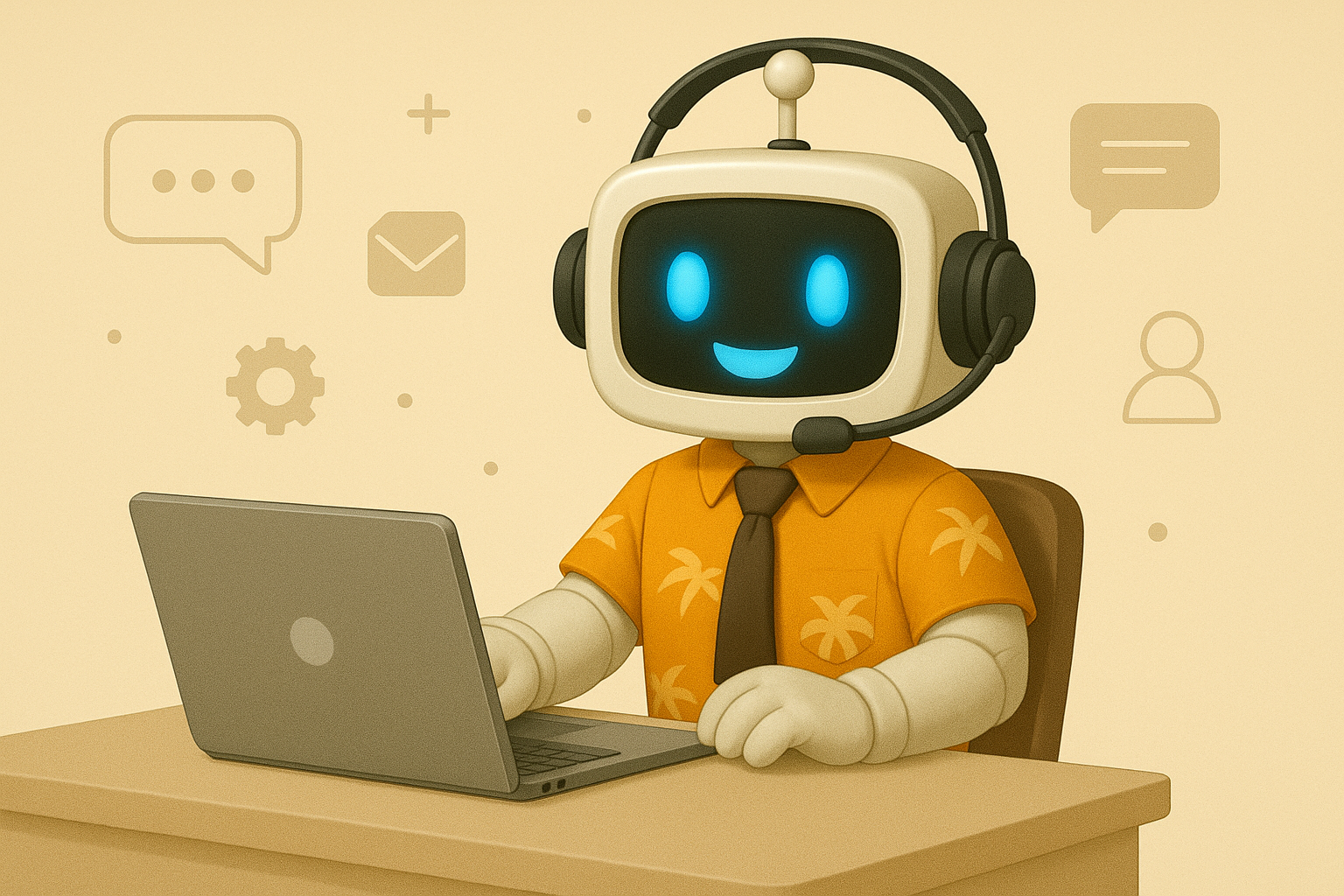 Chatboet mascot providing customer support in executive summary